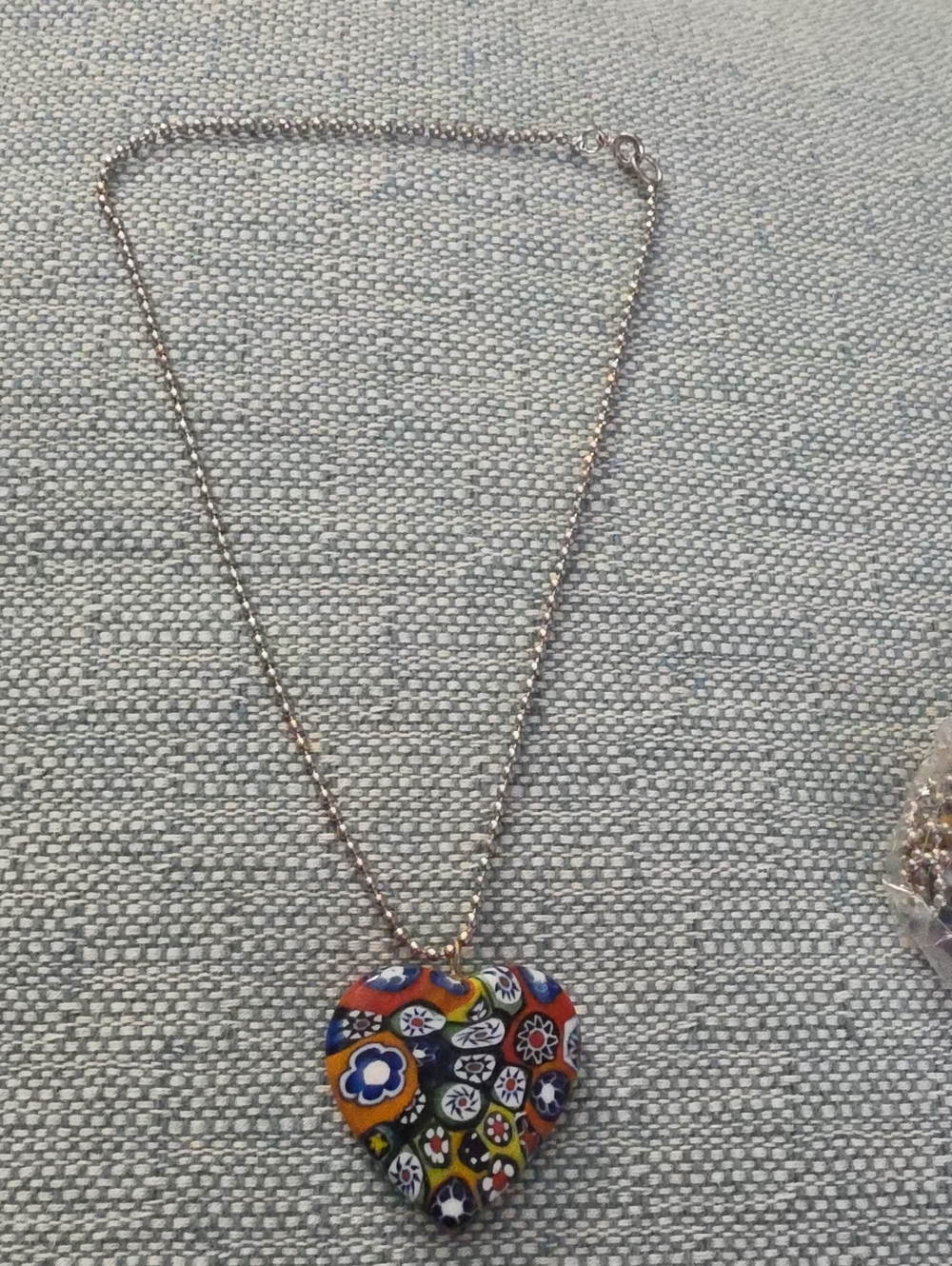 Colorful Millefiori Heart Pendant Necklace - Unbranded